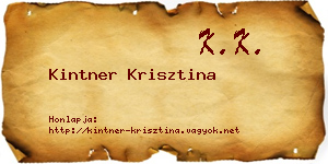 Kintner Krisztina névjegykártya